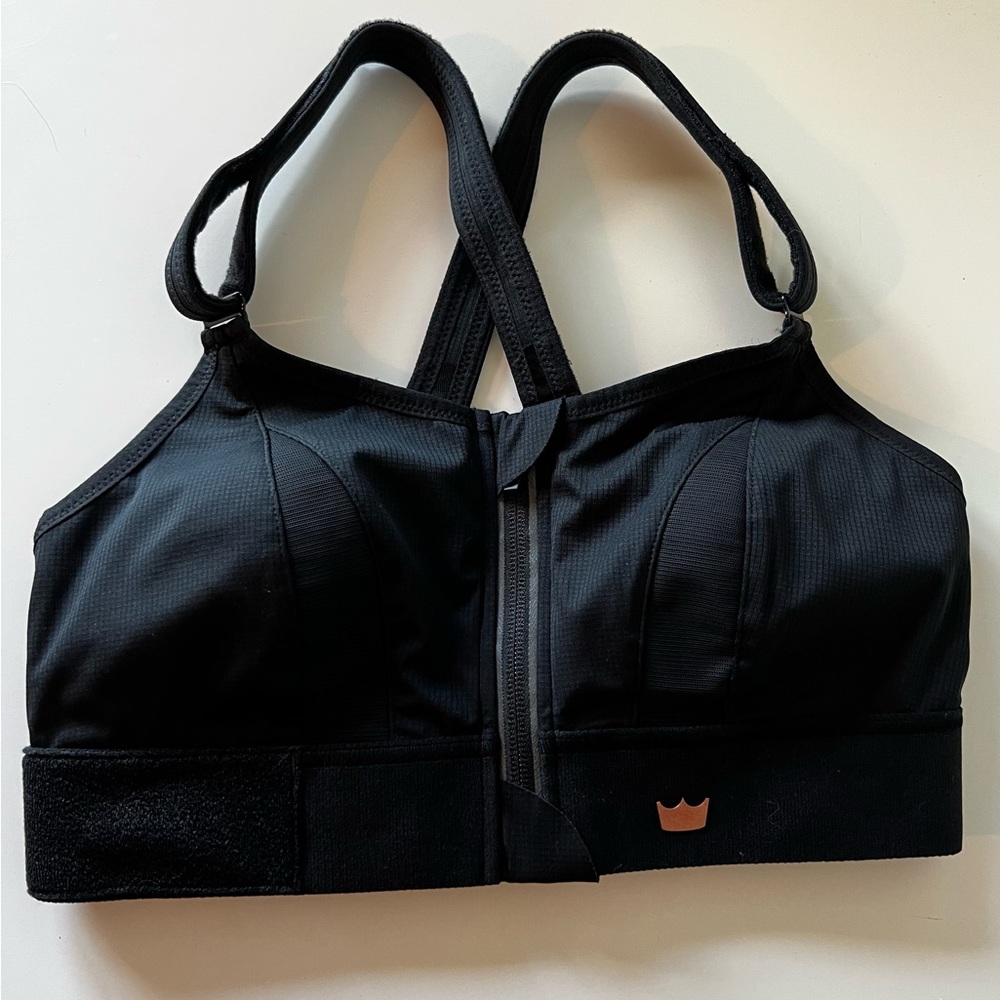 Shefit Ultimate Sports Bra High Impact Zipper Front Medium Black Moisture Wick
